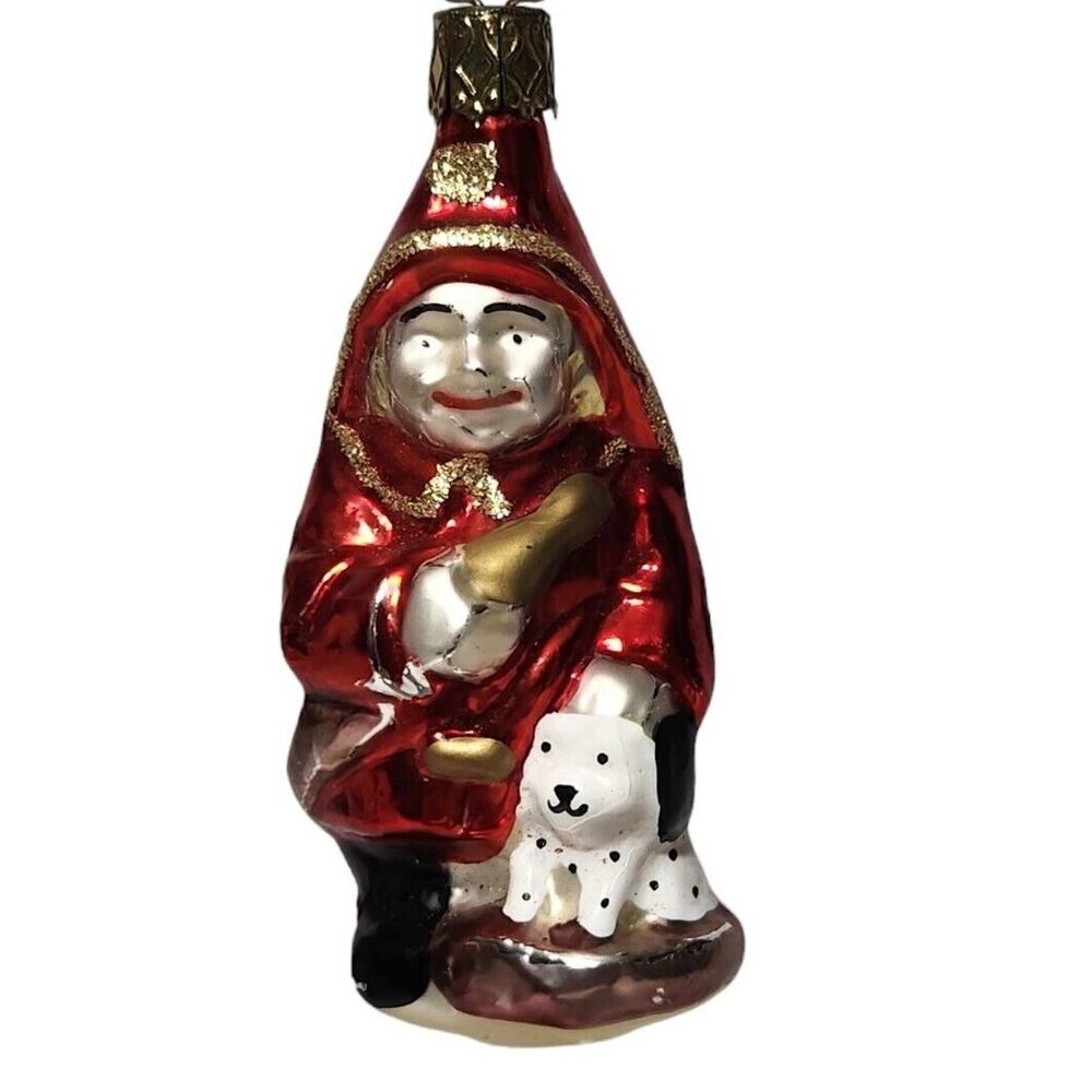 VTG GERMAN ORNAMENT FIREFIGHTER DALMATIAN CHRISTMAS MERCURY BLOWN GLASS EUC